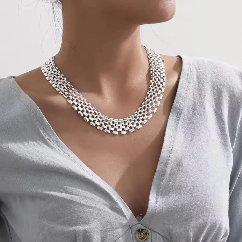 Seraphine Luxe Silver Multi-Layer Mesh Collar Necklace